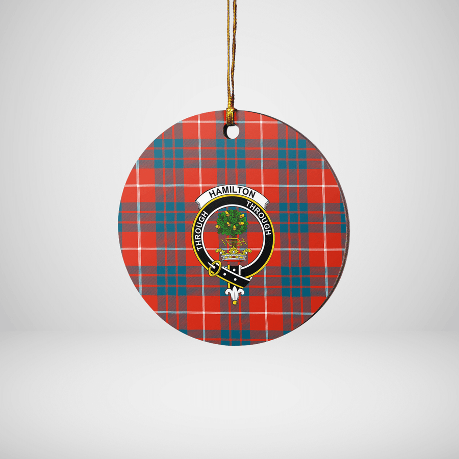 Clan Hamilton Ancient Tartan Crest Round Ceramic Ornament PS51 Hamilton Ancient Tartan Tartan Christmas   