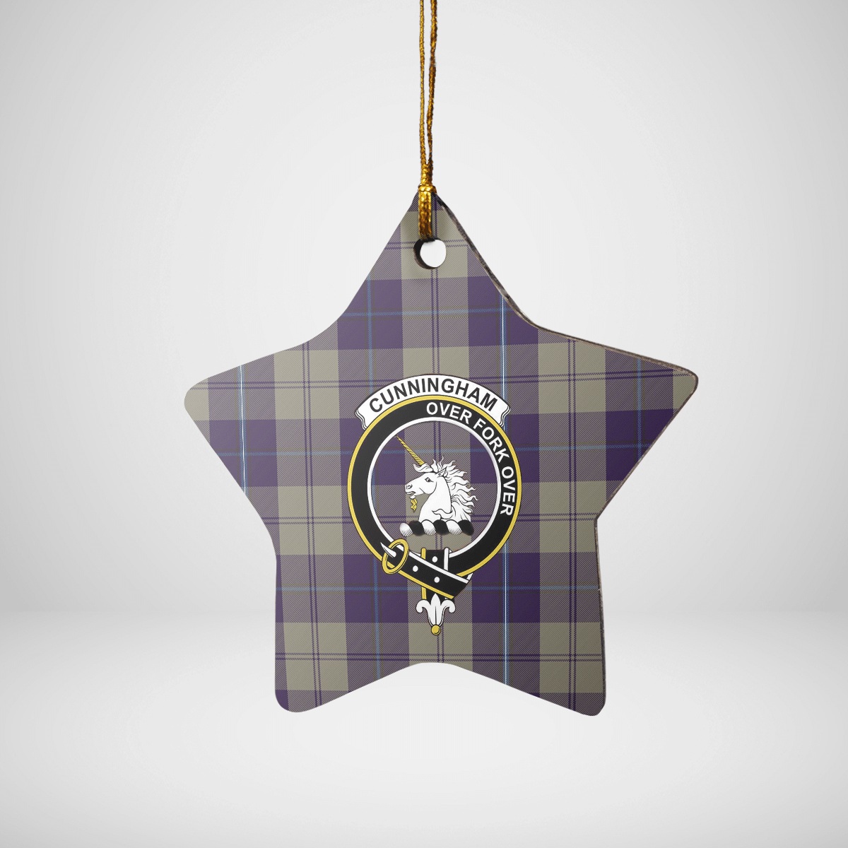 Clan Cunningham Dress Blue Dancers Tartan Crest Star Ceramic Ornament QJ89 Cunningham Dress Blue Dancers Tartan Tartan Christmas   