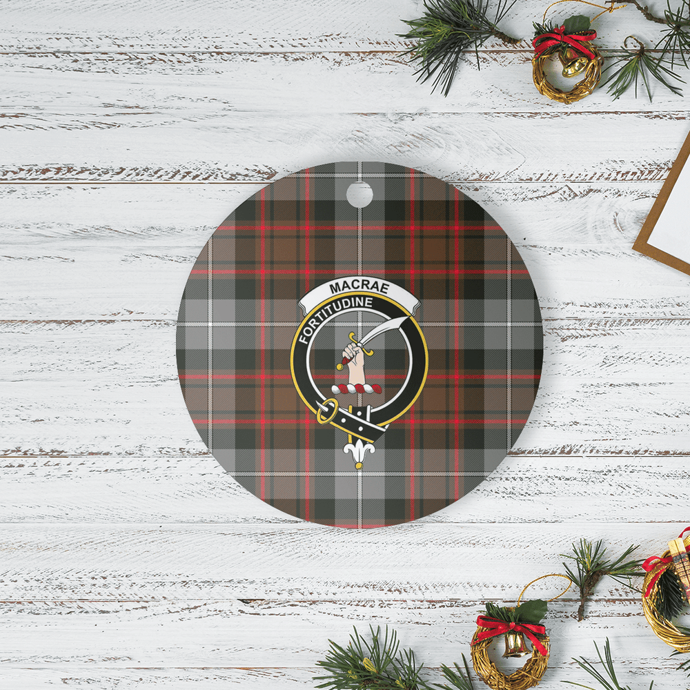 Clan MacRae Hunting Weathered Tartan Crest Round Ceramic Ornament OI82 MacRae Hunting Weathered Tartan Tartan Christmas   