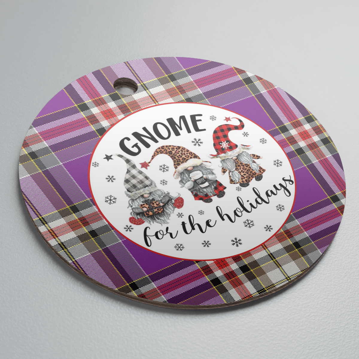 Clan Lockwood Tartan Tartan Crest Gnome Round Ceramic Ornament XT52 Lockwood Tartan Tartan Christmas   