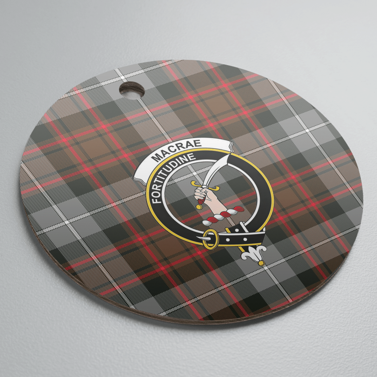 Clan MacRae Hunting Weathered Tartan Crest Round Ceramic Ornament OI82 MacRae Hunting Weathered Tartan Tartan Christmas   