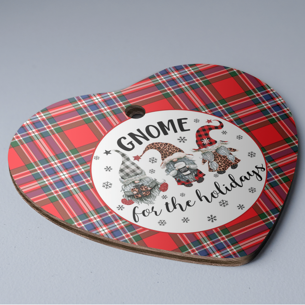 Clan MacFarlane Modern Tartan Tartan Crest Gnome Heart Ceramic Ornament OJ95 MacFarlane Modern Tartan Tartan Christmas   
