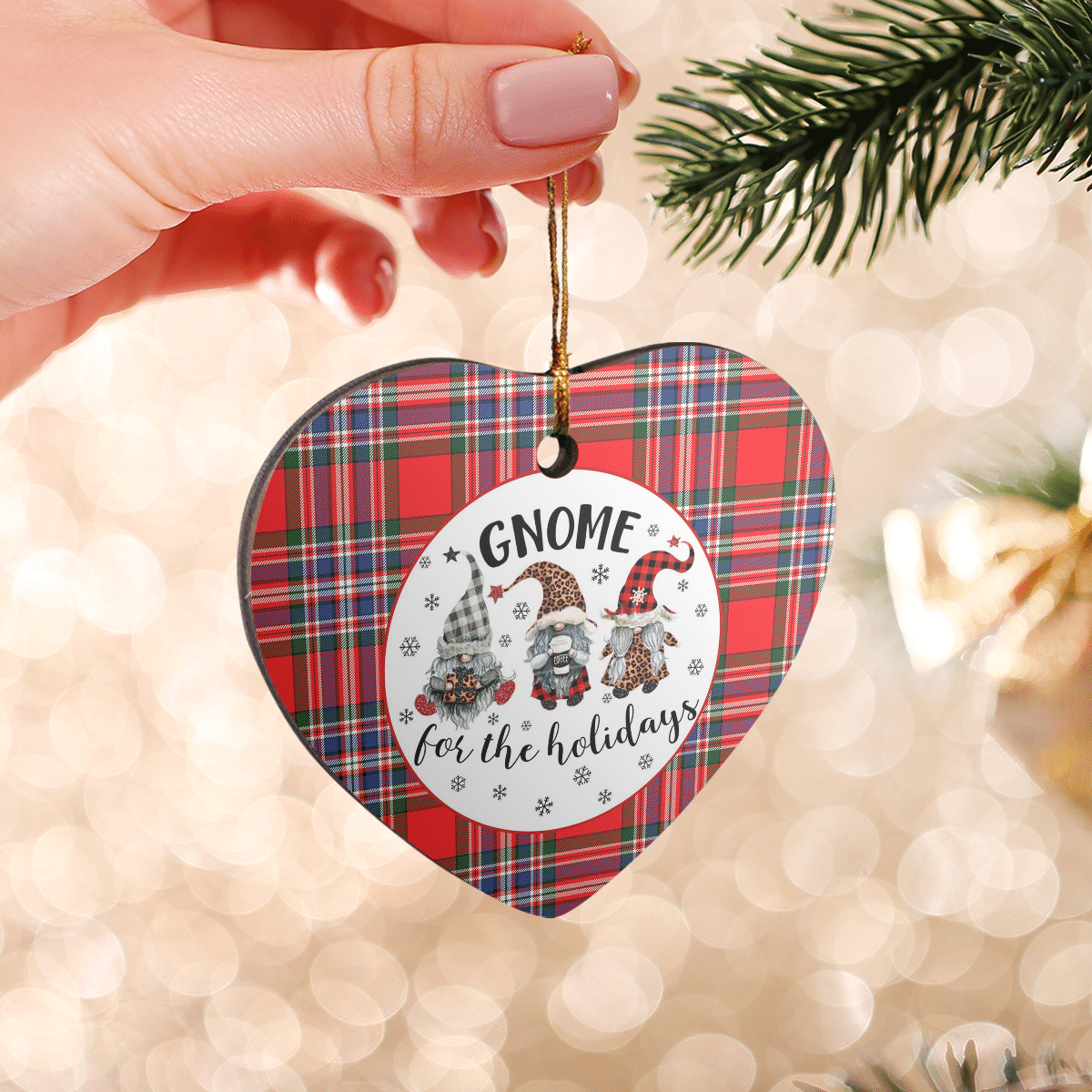 Clan MacFarlane Modern Tartan Tartan Crest Gnome Heart Ceramic Ornament OJ95 MacFarlane Modern Tartan Tartan Christmas   
