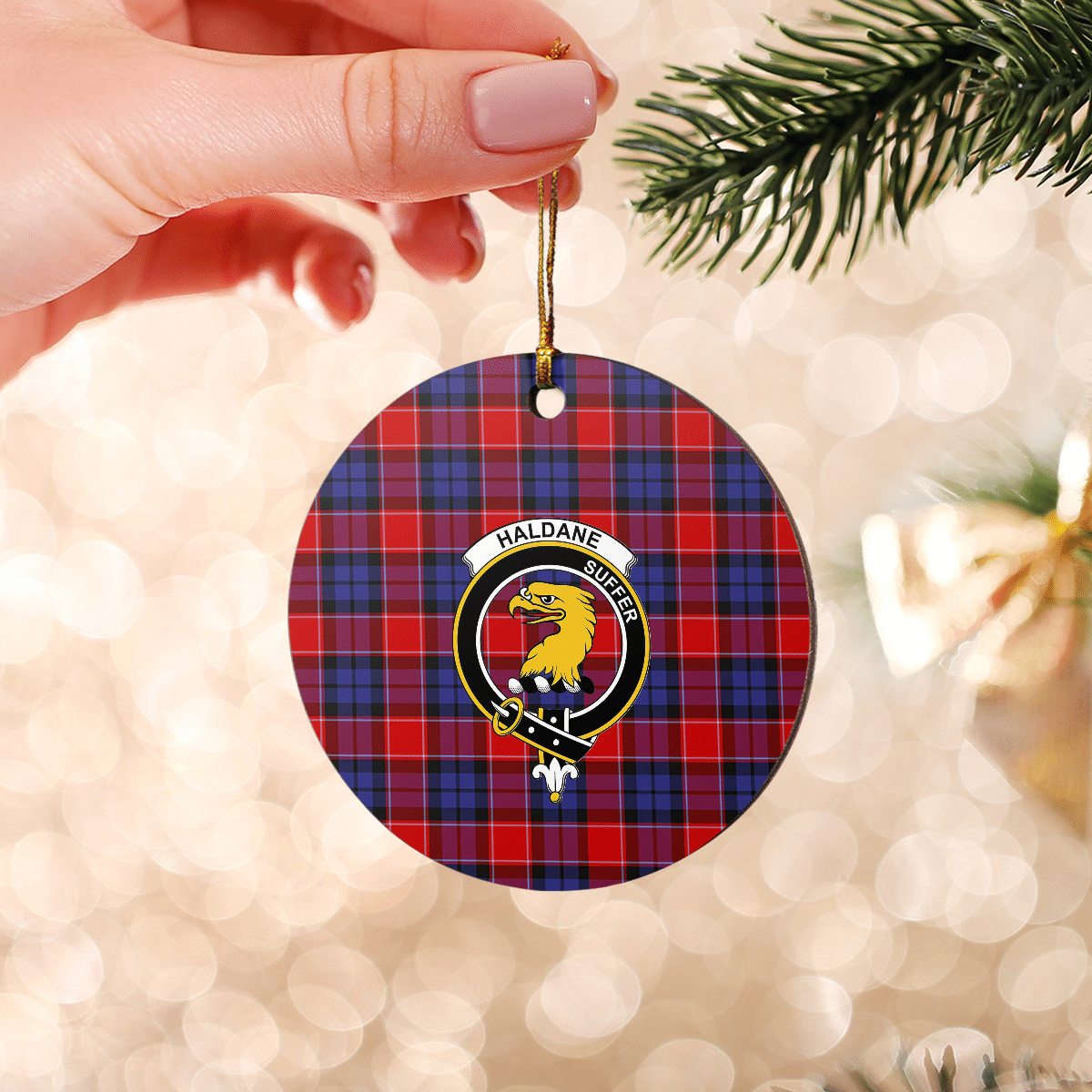Clan Haldane 1 Tartan Crest Round Ceramic Ornament GH63 Haldane 1 Tartan Tartan Christmas   