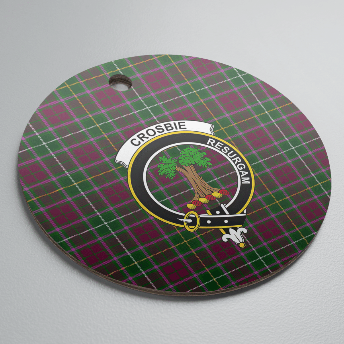 Clan Crosbie Tartan Crest Round Ceramic Ornament HP26 Crosbie Tartan Tartan Christmas   