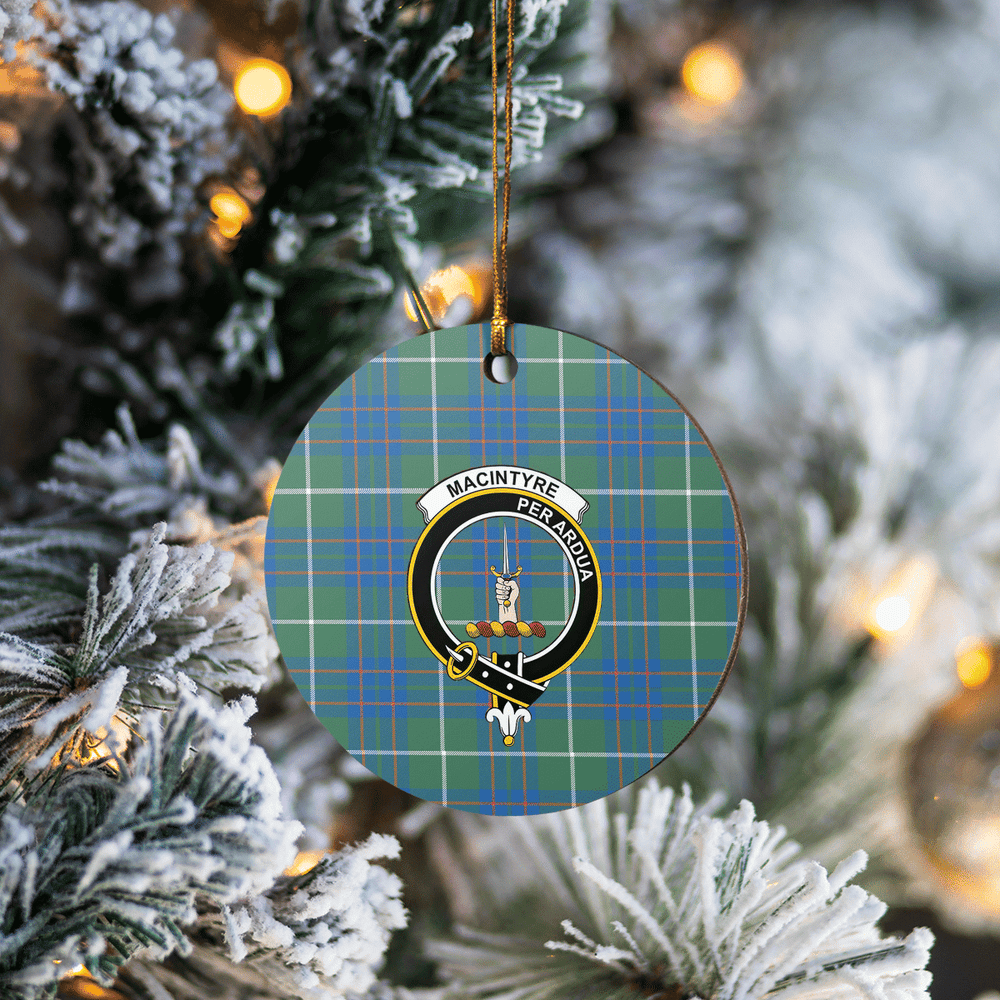 Clan MacIntyre Hunting Ancient Tartan Crest Round Ceramic Ornament ZI77 MacIntyre Hunting Ancient Tartan Tartan Christmas   
