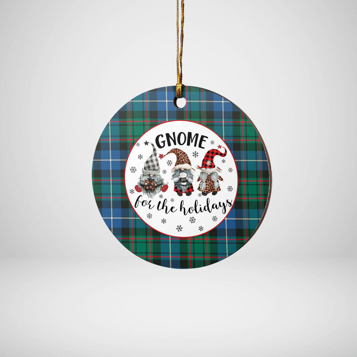 Clan MacRae Hunting Ancient Tartan Tartan Crest Gnome Round Ceramic Ornament HR88 MacRae Hunting Ancient Tartan Tartan Christmas   