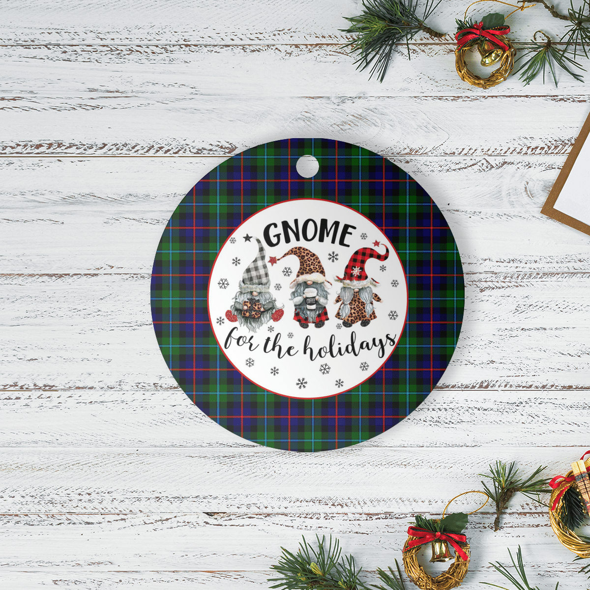 Clan Campbell of Cawdor Modern Tartan Tartan Crest Gnome Round Ceramic Ornament AU82 Campbell of Cawdor Modern Tartan Tartan Christmas   