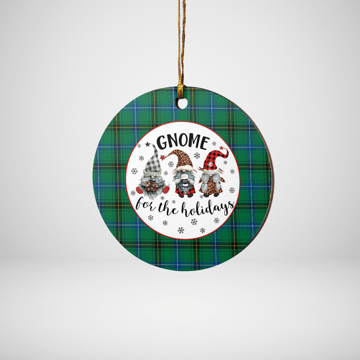 Clan Henderson Ancient Tartan Tartan Crest Gnome Round Ceramic Ornament HU52 Henderson Ancient Tartan Tartan Christmas   