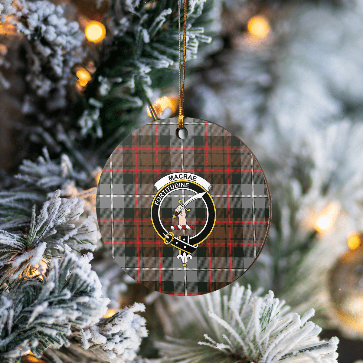 Clan MacRae Hunting Weathered Tartan Crest Round Ceramic Ornament OI82 MacRae Hunting Weathered Tartan Tartan Christmas   