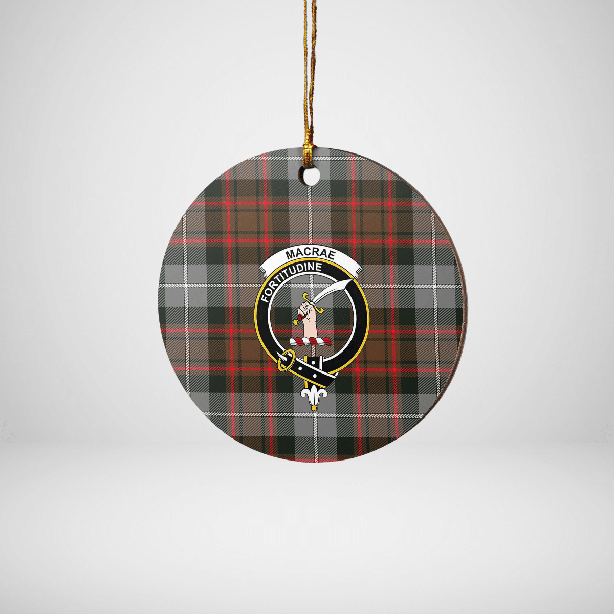 Clan MacRae Hunting Weathered Tartan Crest Round Ceramic Ornament OI82 MacRae Hunting Weathered Tartan Tartan Christmas   