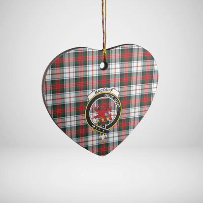 Clan MacDuff Dress Modern Tartan Crest Heart Ceramic Ornament
