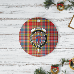 Clan Ogilvie of Airlie Ancient Tartan Crest Round Ceramic Ornament AG11 Ogilvie of Airlie Ancient Tartan Tartan Christmas   