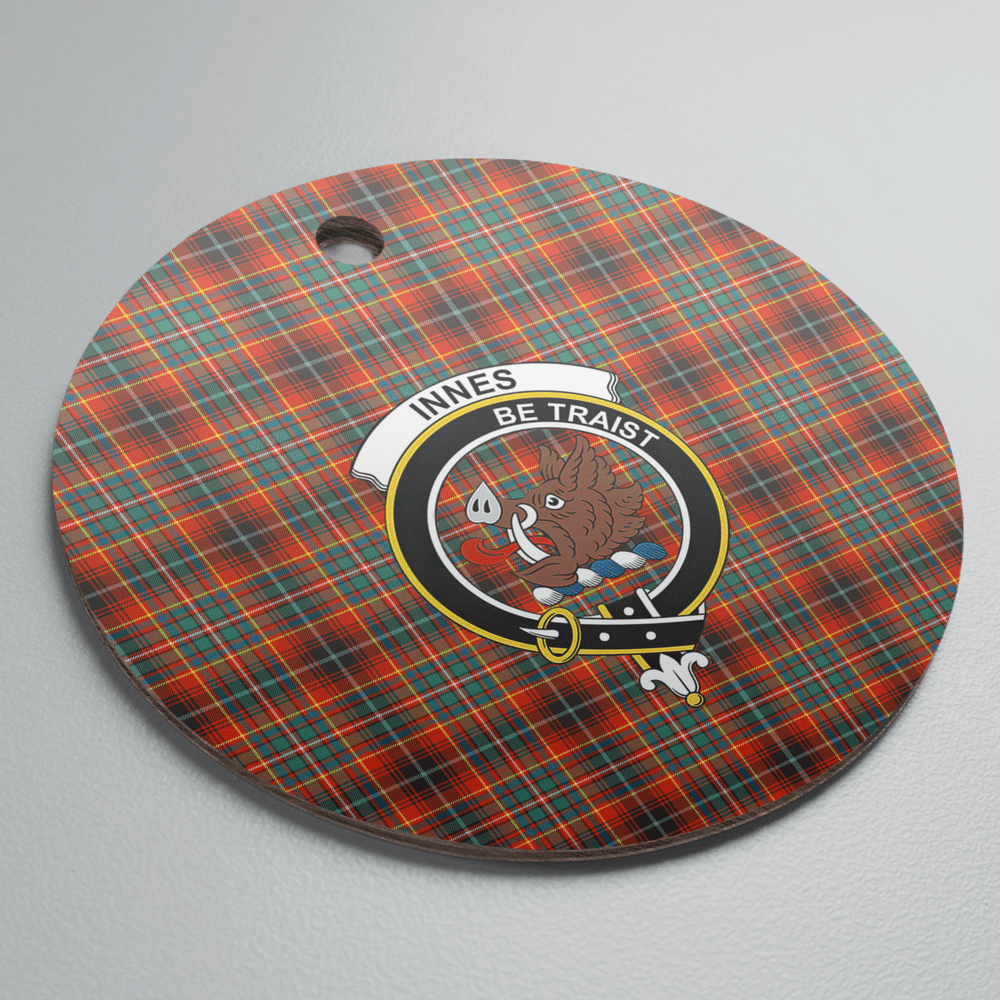 Clan Innes Ancient Tartan Crest Round Ceramic Ornament AN16 Innes Ancient Tartan Tartan Christmas   