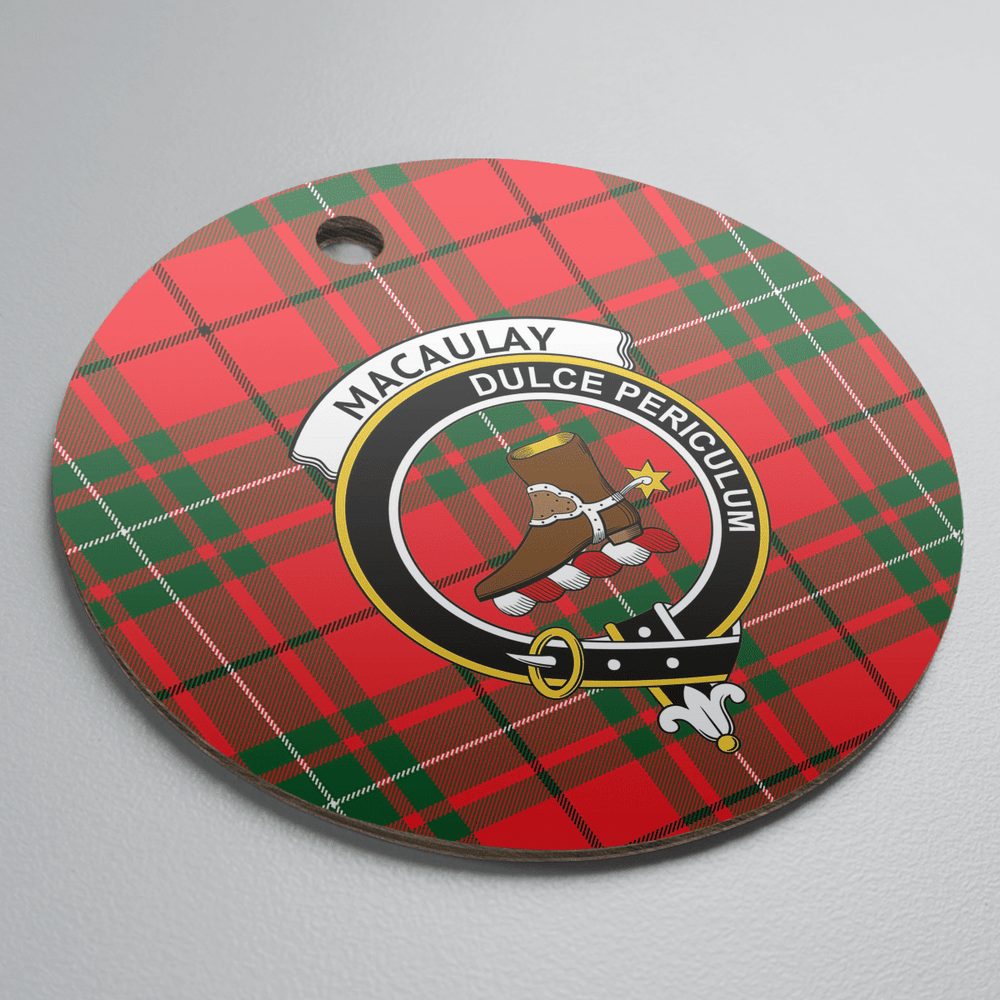 Clan MacAulay Modern Tartan Crest Round Ceramic Ornament EB39 MacAulay Modern Tartan Tartan Christmas   