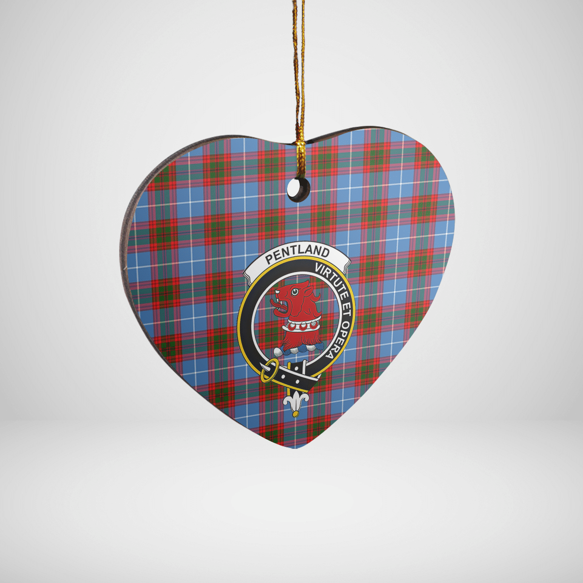 Clan Pentland (Edinburgh) Tartan Crest Heart Ceramic Ornament UP31 Pentland (Edinburgh) Tartan Tartan Christmas   