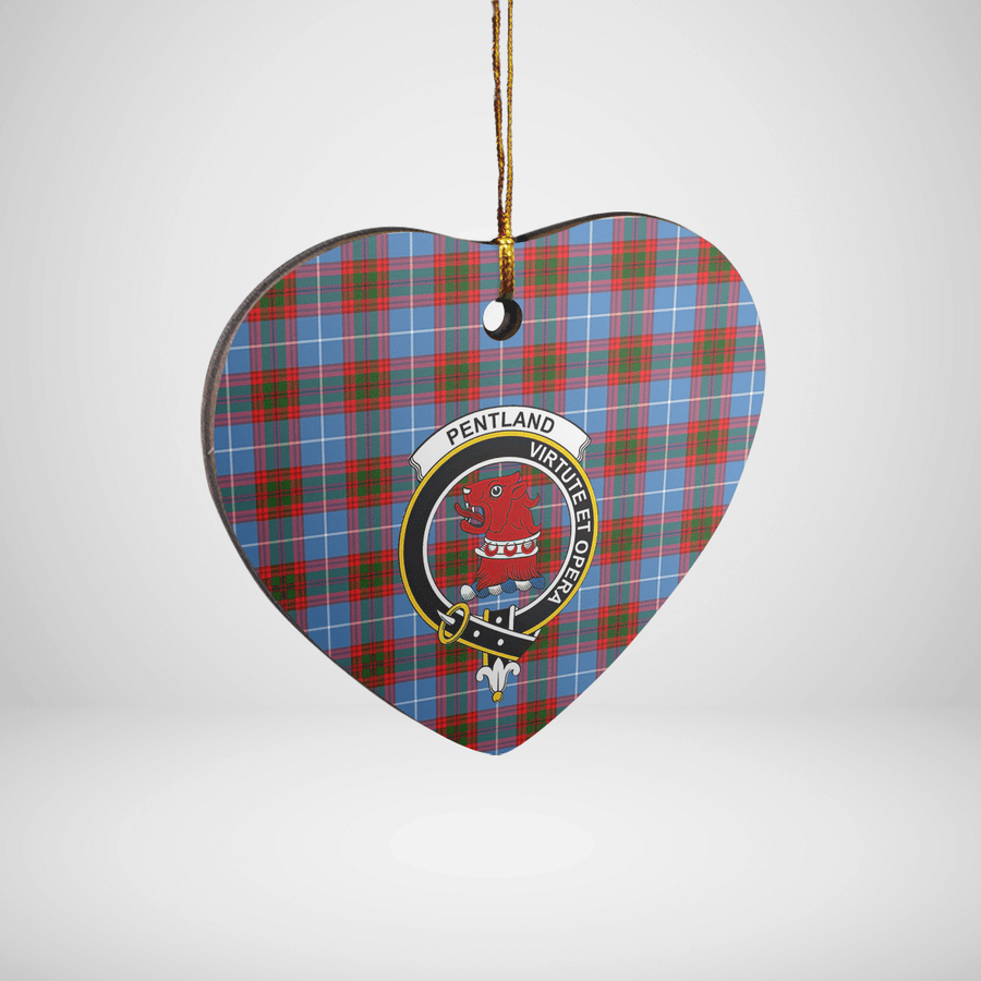 Clan Pentland (Edinburgh) Tartan Crest Heart Ceramic Ornament UP31 Pentland (Edinburgh) Tartan Tartan Christmas   
