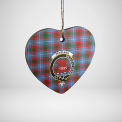 Clan Pentland (Edinburgh) Tartan Crest Heart Ceramic Ornament UP31 Pentland (Edinburgh) Tartan Tartan Christmas   