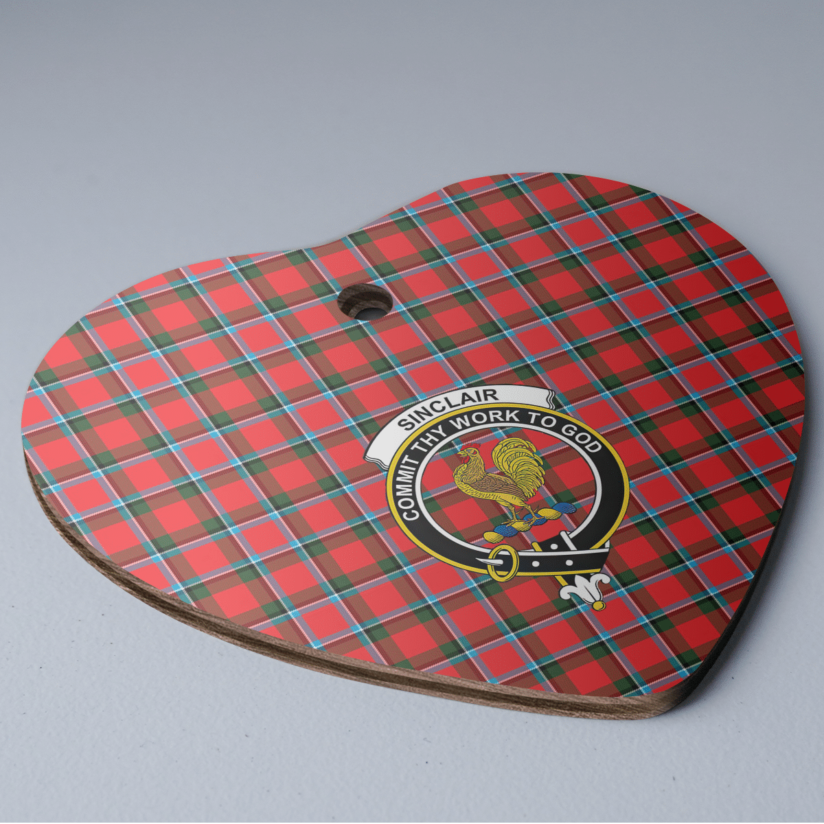 Clan Sinclair Modern Tartan Crest Heart Ceramic Ornament YR61 Sinclair Modern Tartan Tartan Christmas   