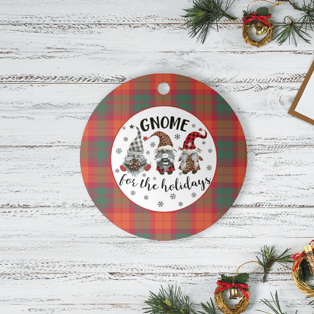 Clan MacNab Ancient Tartan Tartan Crest Gnome Round Ceramic Ornament KB90 MacNab Ancient Tartan Tartan Christmas   