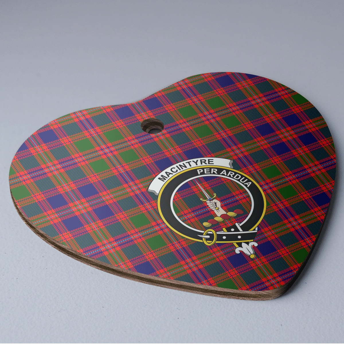 Clan MacIntyre Modern Tartan Crest Heart Ceramic Ornament UP88 MacIntyre Modern Tartan Tartan Christmas   