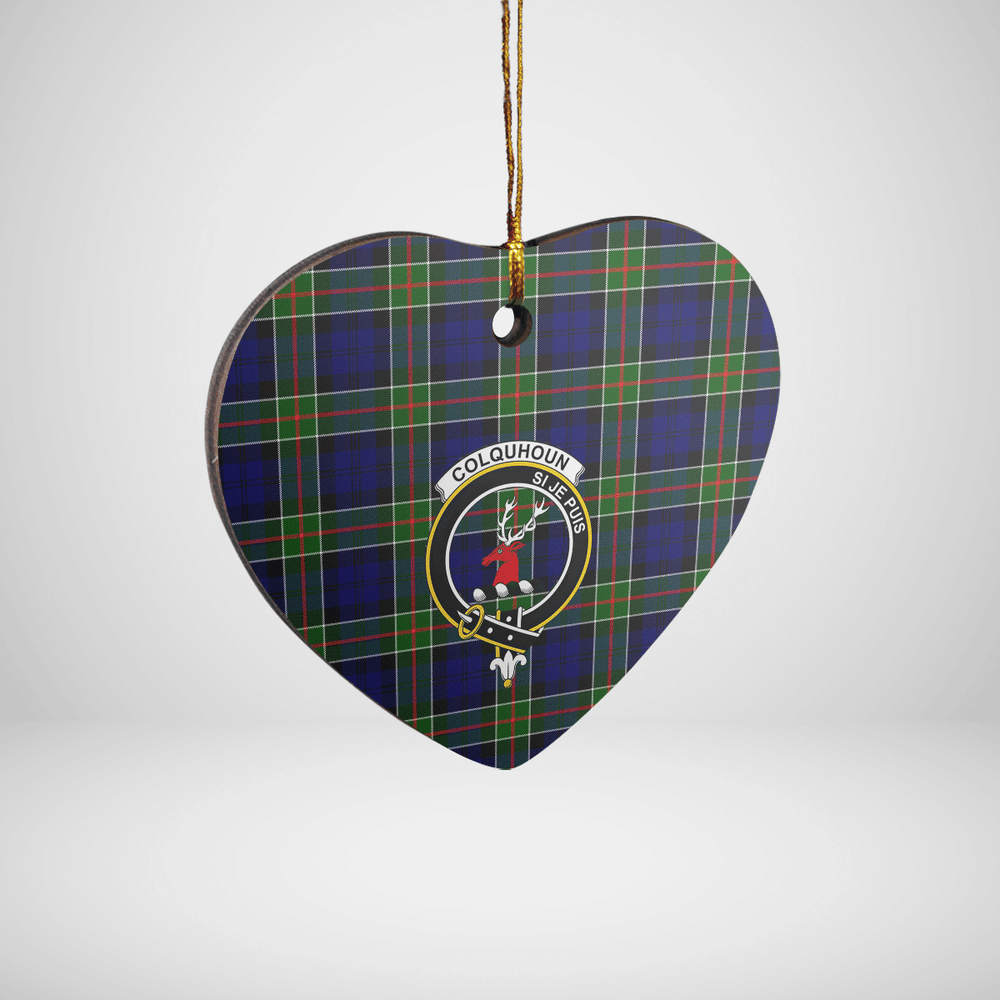 Clan Colquhoun Modern Tartan Crest Heart Ceramic Ornament CH80 Colquhoun Modern Tartan Tartan Christmas   