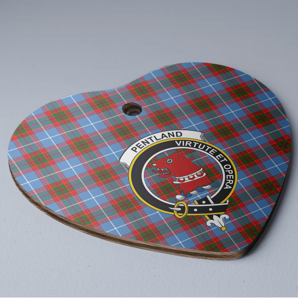 Clan Pentland (Edinburgh) Tartan Crest Heart Ceramic Ornament UP31 Pentland (Edinburgh) Tartan Tartan Christmas   