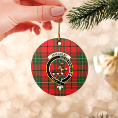 Clan MacAulay Modern Tartan Crest Round Ceramic Ornament EB39 MacAulay Modern Tartan Tartan Christmas   