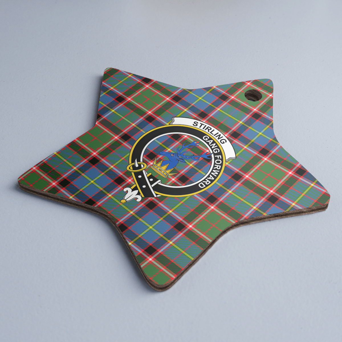 Clan Stirling (of Cadder-Present Chief) Tartan Crest Star Ceramic Ornament IA82 Stirling (of Cadder-Present Chief) Tartan Tartan Christmas   