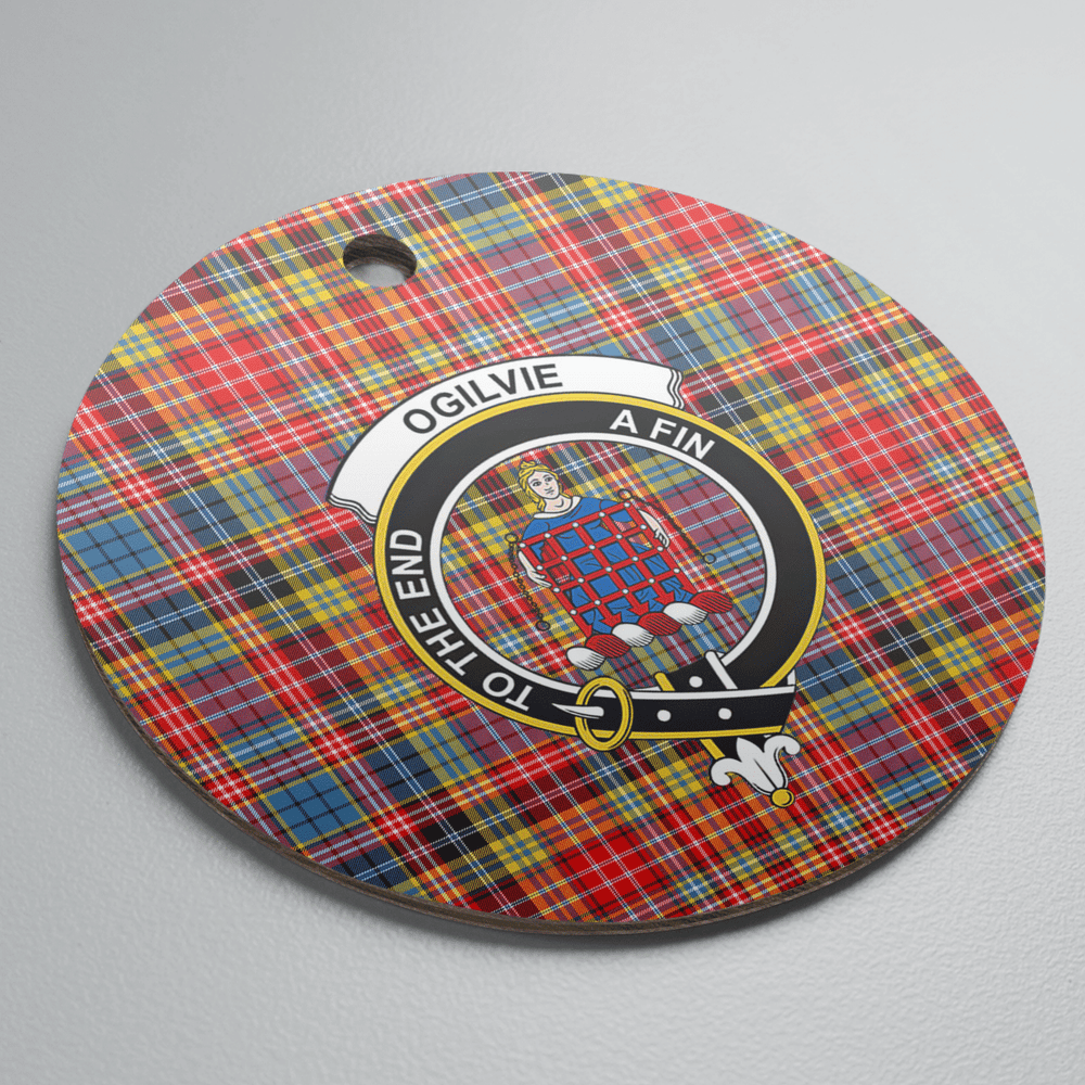 Clan Ogilvie of Airlie Ancient Tartan Crest Round Ceramic Ornament AG11 Ogilvie of Airlie Ancient Tartan Tartan Christmas   