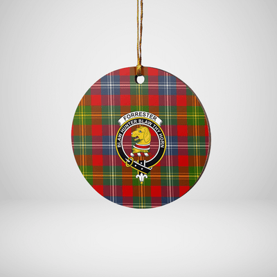 Clan Forrester Tartan Crest Round Ceramic Ornament