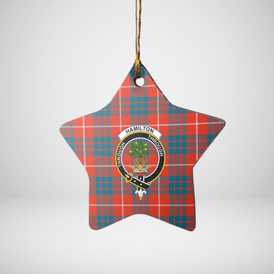 Clan Hamilton Ancient Tartan Crest Star Ceramic Ornament PD71
