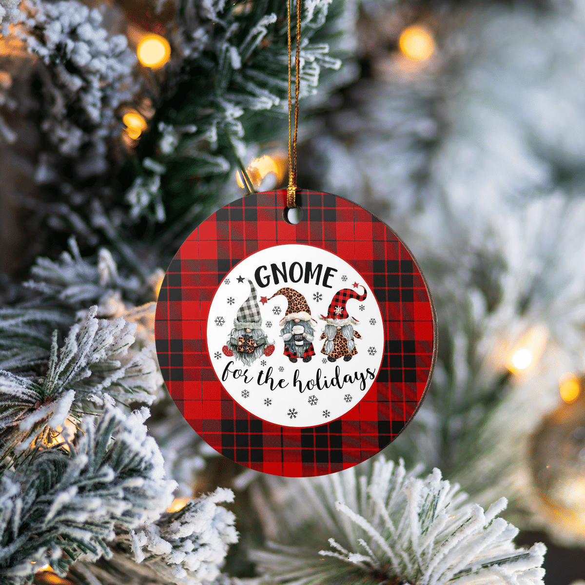 Clan MacLeod of Raasay Tartan Tartan Crest Gnome Round Ceramic Ornament RW70 MacLeod of Raasay Tartan Tartan Christmas   