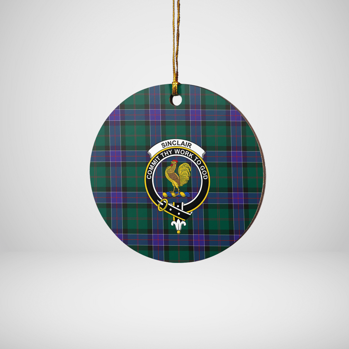 Clan Sinclair Hunting Modern Tartan Crest Round Ceramic Ornament HJ71 Sinclair Hunting Modern Tartan Tartan Christmas   