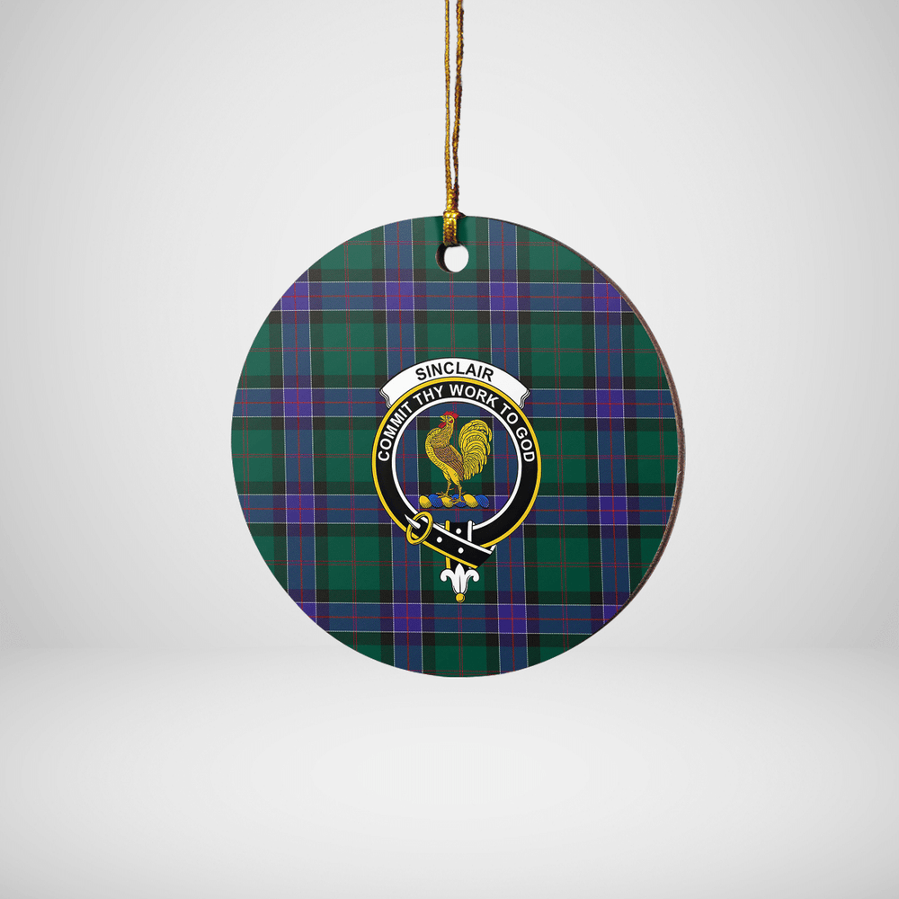 Clan Sinclair Hunting Modern Tartan Crest Round Ceramic Ornament HJ71 Sinclair Hunting Modern Tartan Tartan Christmas   