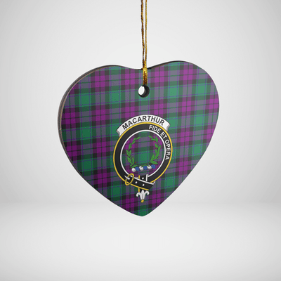 Clan MacArthur – Milton Tartan Crest Heart Ceramic Ornament FK73