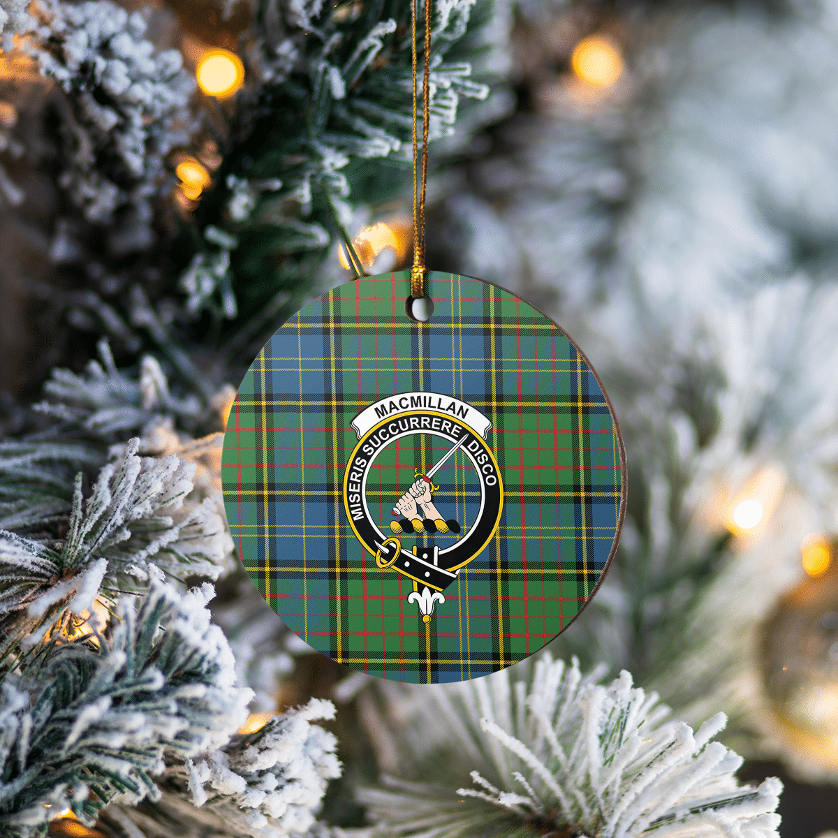 Clan MacMillan Hunting Ancient Tartan Crest Round Ceramic Ornament WH89 MacMillan Hunting Ancient Tartan Tartan Christmas   