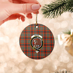 Clan Innes Ancient Tartan Crest Round Ceramic Ornament AN16 Innes Ancient Tartan Tartan Christmas   