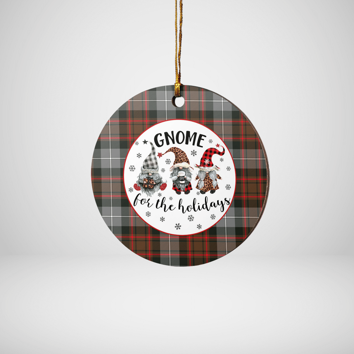 Clan MacRae Hunting Weathered Tartan Tartan Crest Gnome Round Ceramic Ornament DA92 MacRae Hunting Weathered Tartan Tartan Christmas   
