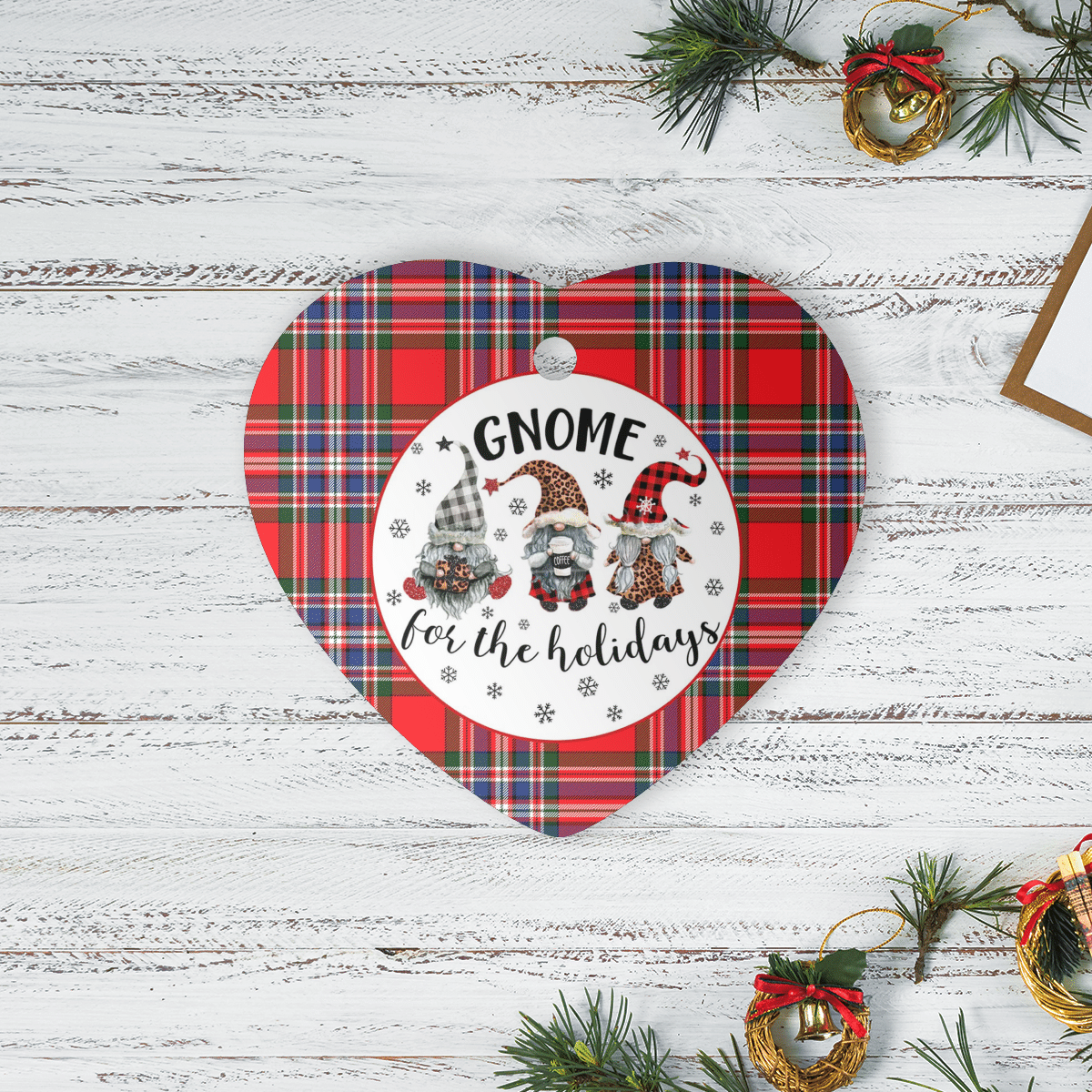 Clan MacFarlane Modern Tartan Tartan Crest Gnome Heart Ceramic Ornament OJ95 MacFarlane Modern Tartan Tartan Christmas   