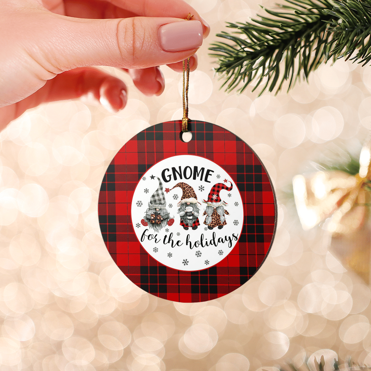 Clan MacLeod of Raasay Tartan Tartan Crest Gnome Round Ceramic Ornament RW70 MacLeod of Raasay Tartan Tartan Christmas   