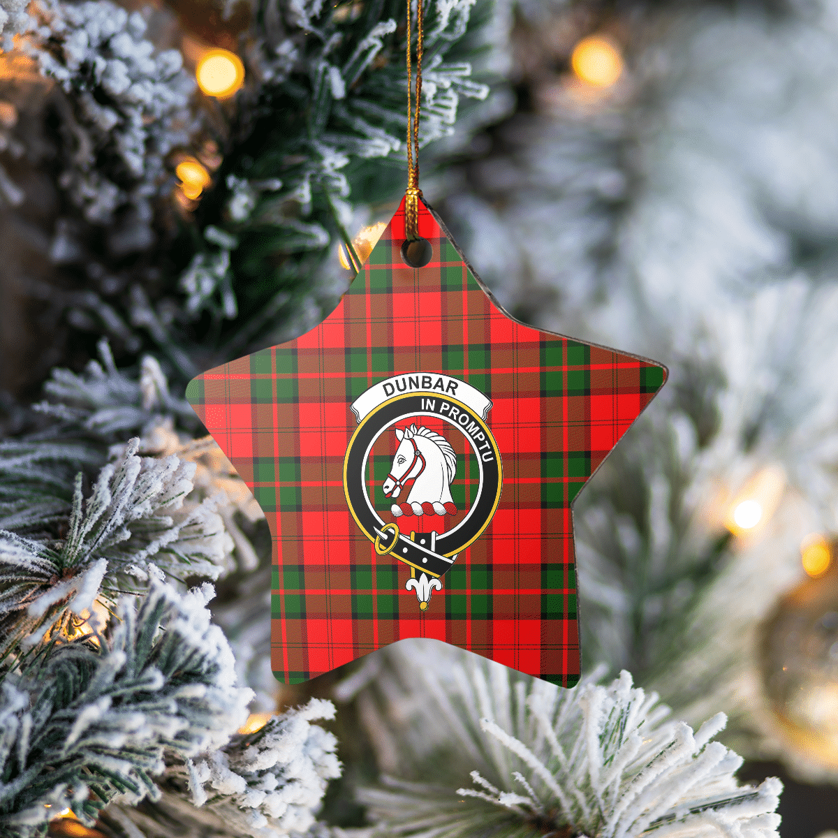 Clan Dunbar Modern Tartan Crest Star Ceramic Ornament MT45 Dunbar Modern Tartan Tartan Christmas   