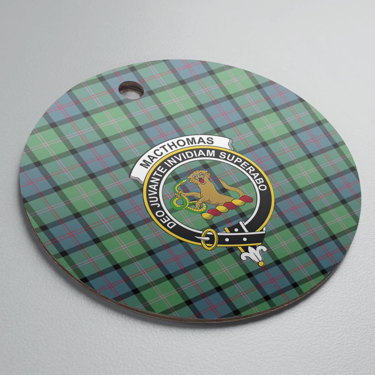 Clan MacThomas Ancient Tartan Crest Round Ceramic Ornament XV53 MacThomas Ancient Tartan Tartan Christmas   