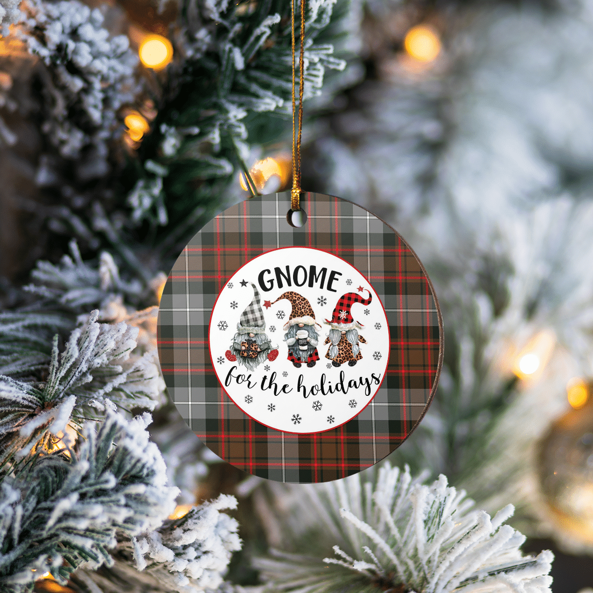 Clan MacRae Hunting Weathered Tartan Tartan Crest Gnome Round Ceramic Ornament DA92 MacRae Hunting Weathered Tartan Tartan Christmas   