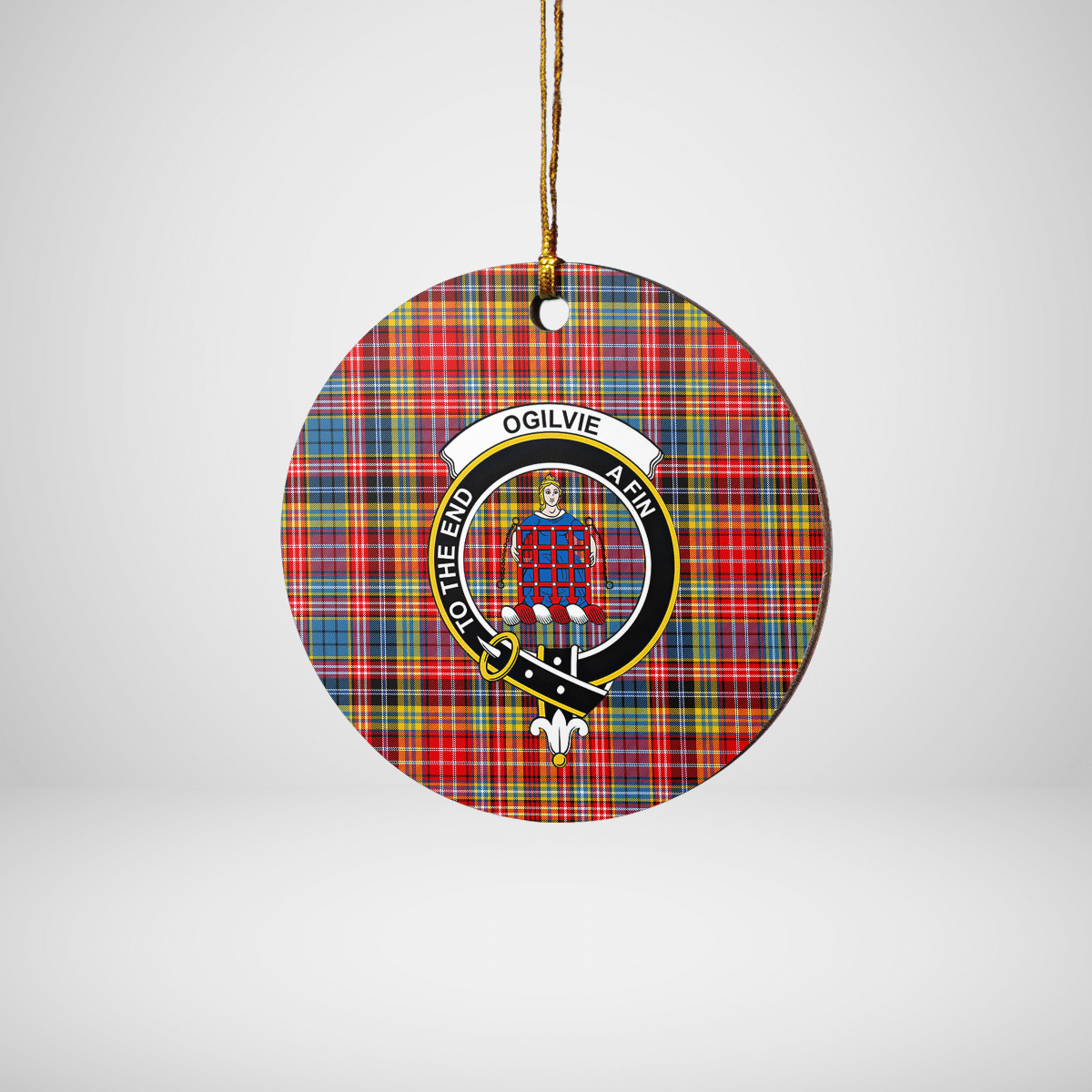 Clan Ogilvie of Airlie Ancient Tartan Crest Round Ceramic Ornament AG11 Ogilvie of Airlie Ancient Tartan Tartan Christmas   