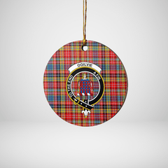 Clan Ogilvie of Airlie Ancient Tartan Crest Round Ceramic Ornament AG11 Ogilvie of Airlie Ancient Tartan Tartan Christmas   