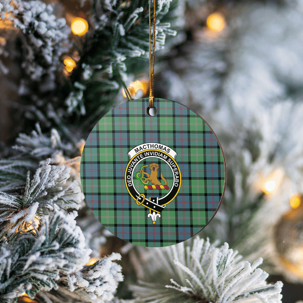 Clan MacThomas Ancient Tartan Crest Round Ceramic Ornament XV53 MacThomas Ancient Tartan Tartan Christmas   