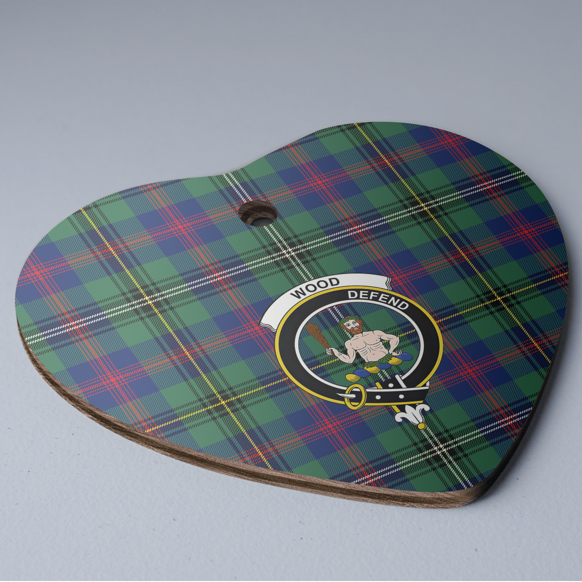 Clan Wood Modern Tartan Crest Heart Ceramic Ornament VM15 Wood Modern Tartan Tartan Christmas   