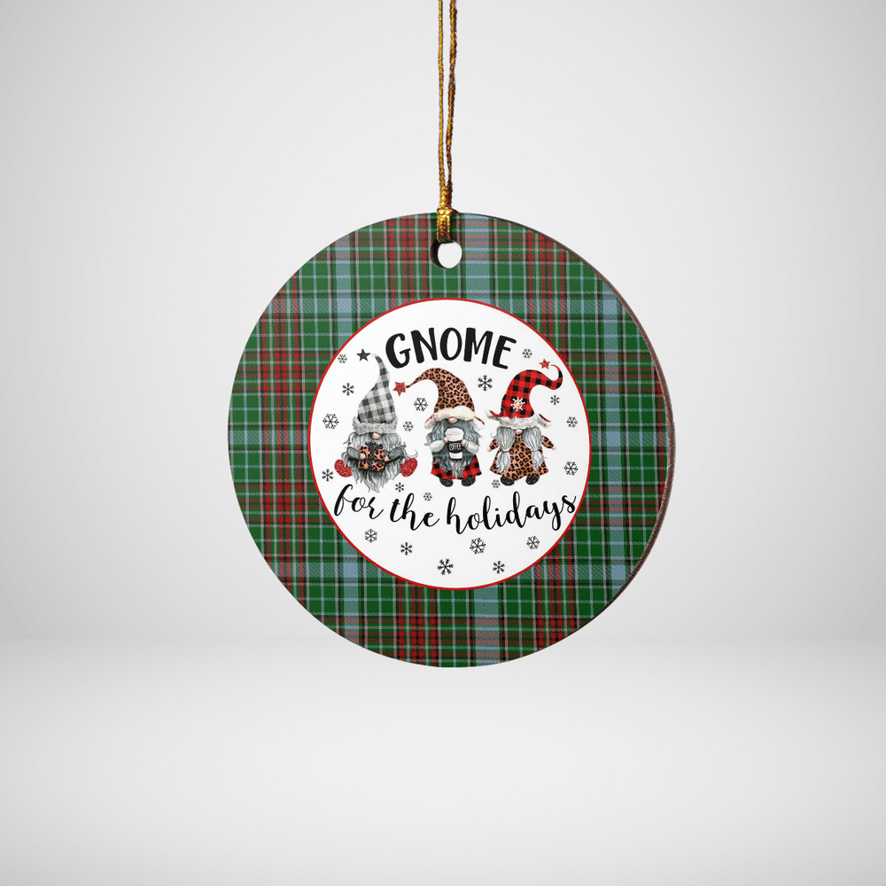 Clan Gayre Tartan Tartan Crest Gnome Round Ceramic Ornament TV79 Gayre Tartan Tartan Christmas   