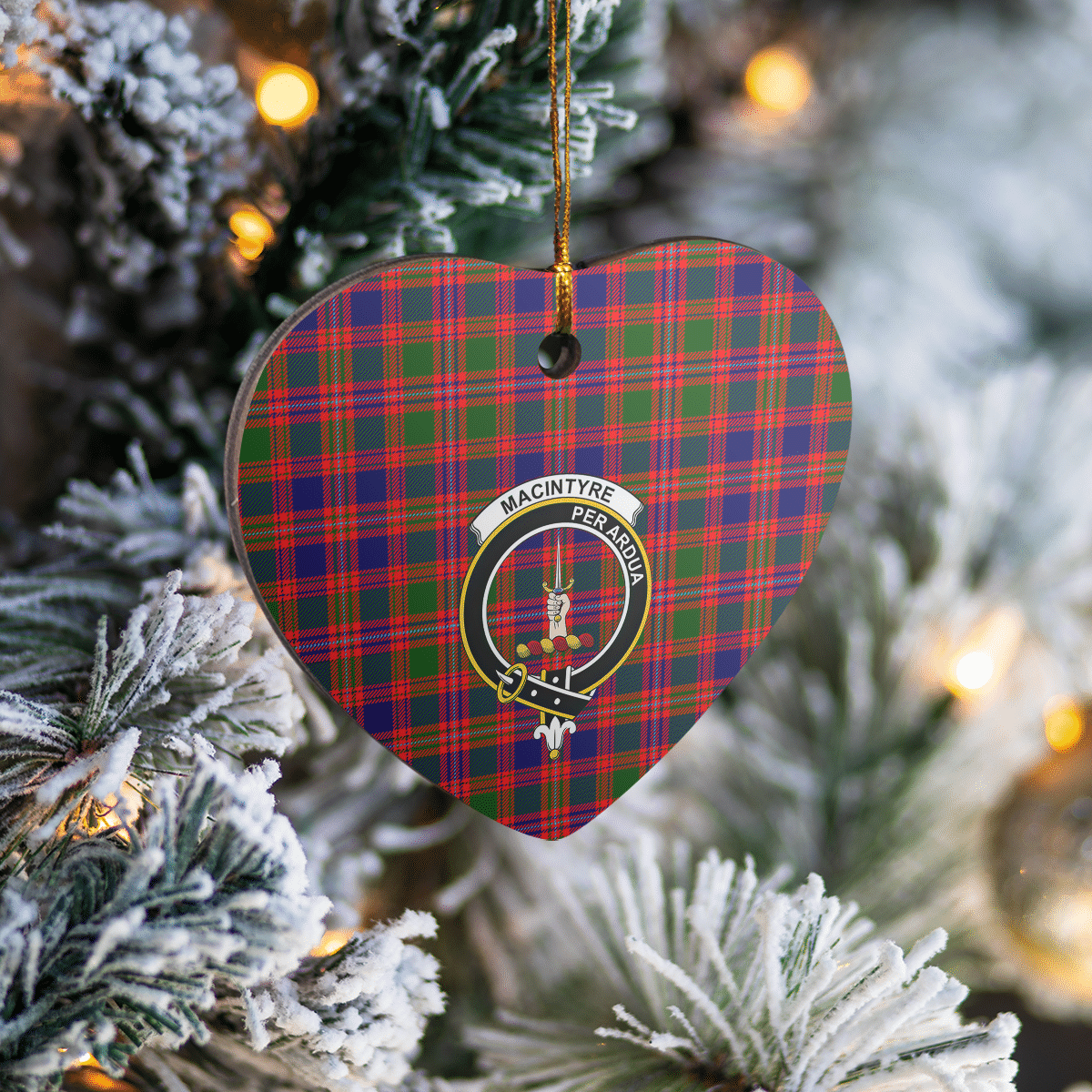 Clan MacIntyre Modern Tartan Crest Heart Ceramic Ornament UP88 MacIntyre Modern Tartan Tartan Christmas   